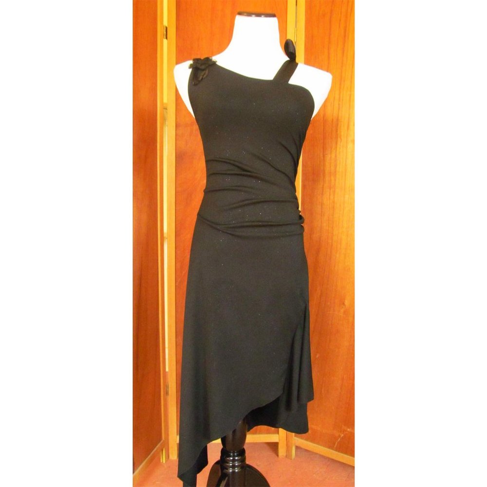 Vintage Ruby Rox Black Goth Gypsy Asymmetrical Toga Cocktail Party Dress USA S